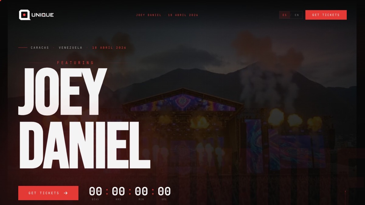 UNIQUE × Joey Daniel — event landing page with ticketing